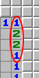 Het 1-2-2-1 patroon, voorbeeld 1, gemarkeerd